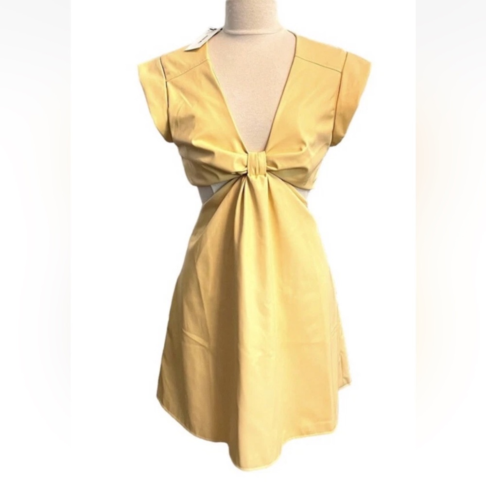Jason Wu butter‎ Yellow cut out mini Dress NEW large